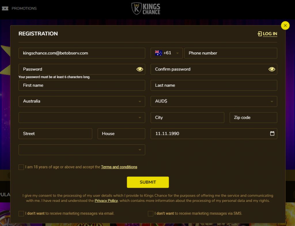 kings chance casino login australia