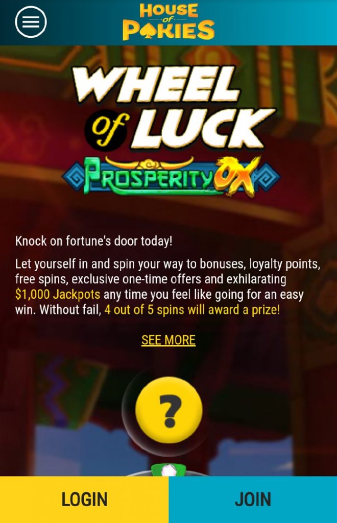 House of Pokies wheel of luck