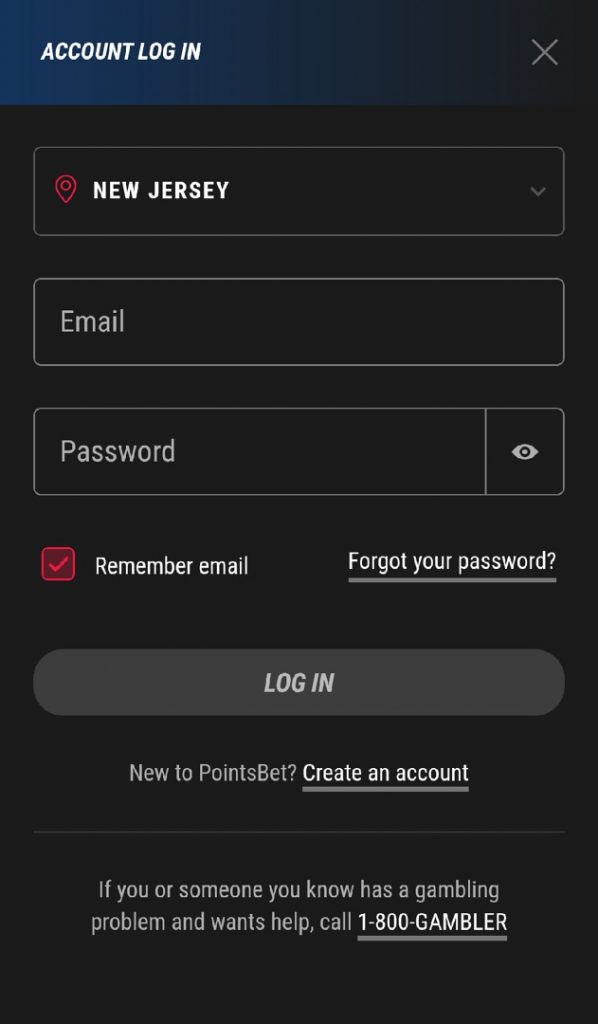 Pointsbet mobile log in