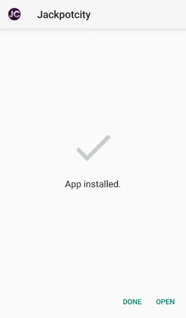 Jackpotcity mobile app installed