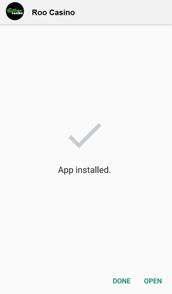 Roo Casino app installed