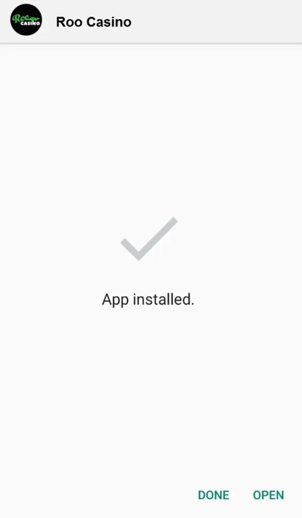 Roo Casino app installed