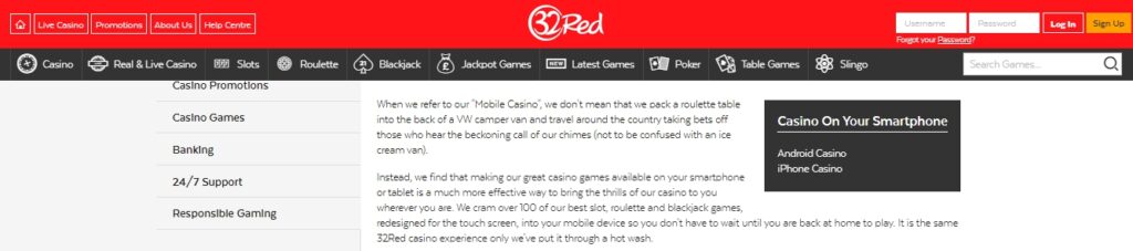 32Red Casino download mobile app