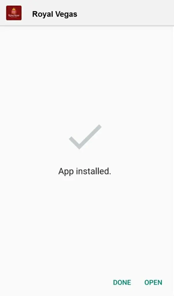Royal Vegas app installed