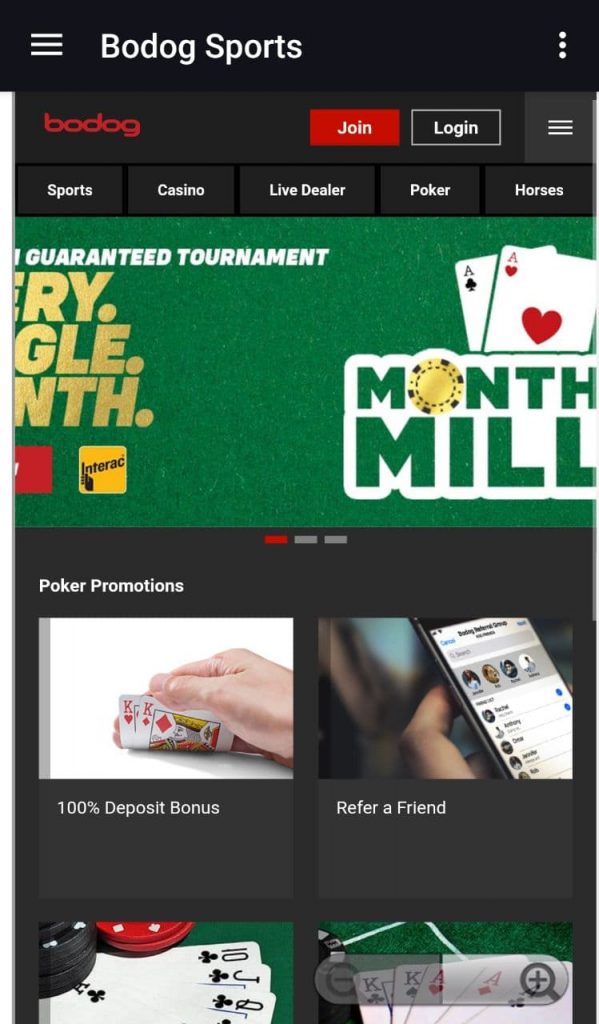 Bodog Mobile poker