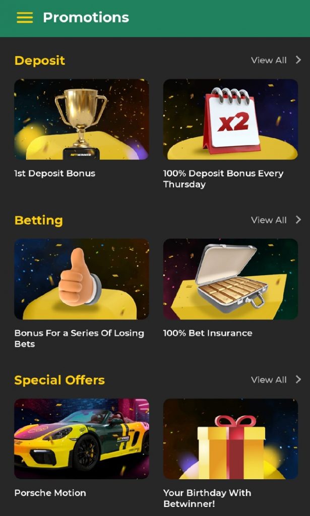 Betwinner promotions