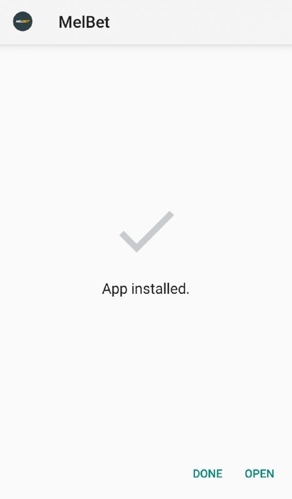 Melbet mobile app installed