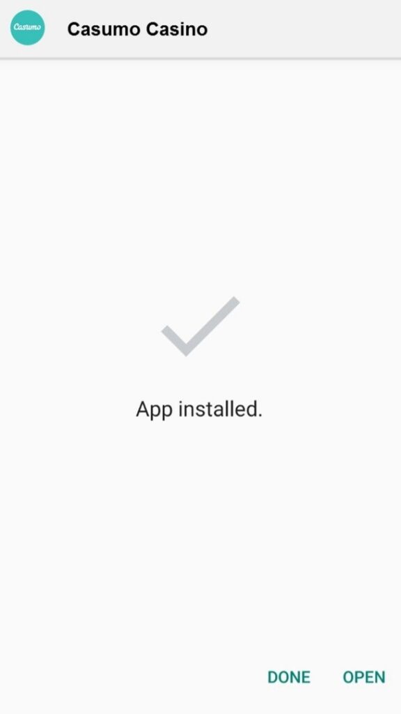 Casumo Casino app installed