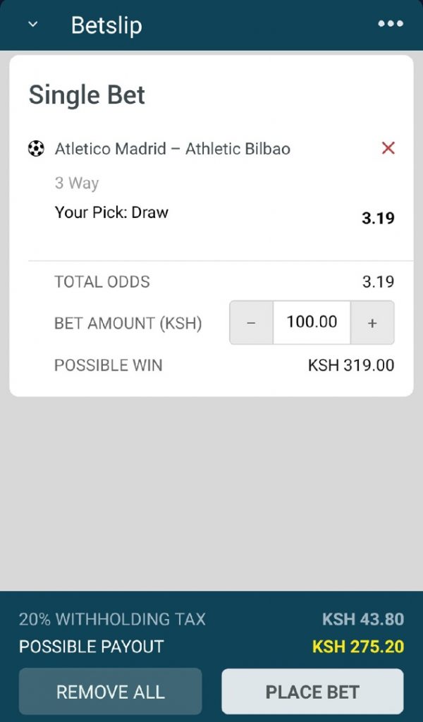 Sportpesa single bet