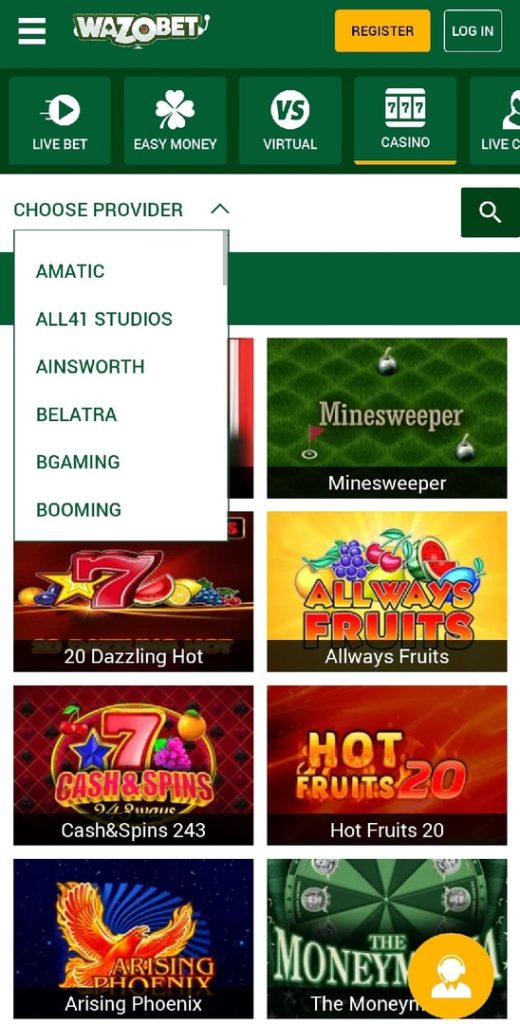 Wazobet Mobile Casino